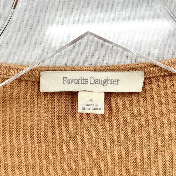 FAVORITE DAUGHTER Kate Ribbed Bustier Knit Top Womens S Tan V Neck Long Sleeve - Picture 10 of 14